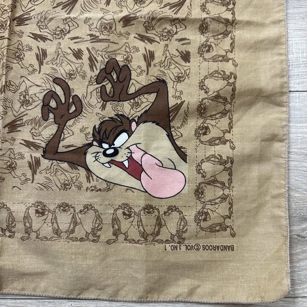 Vintage 1997 Disney Loony‎ Tunes Taz Tasmanian Devil Bandanda Bandaroos TAN